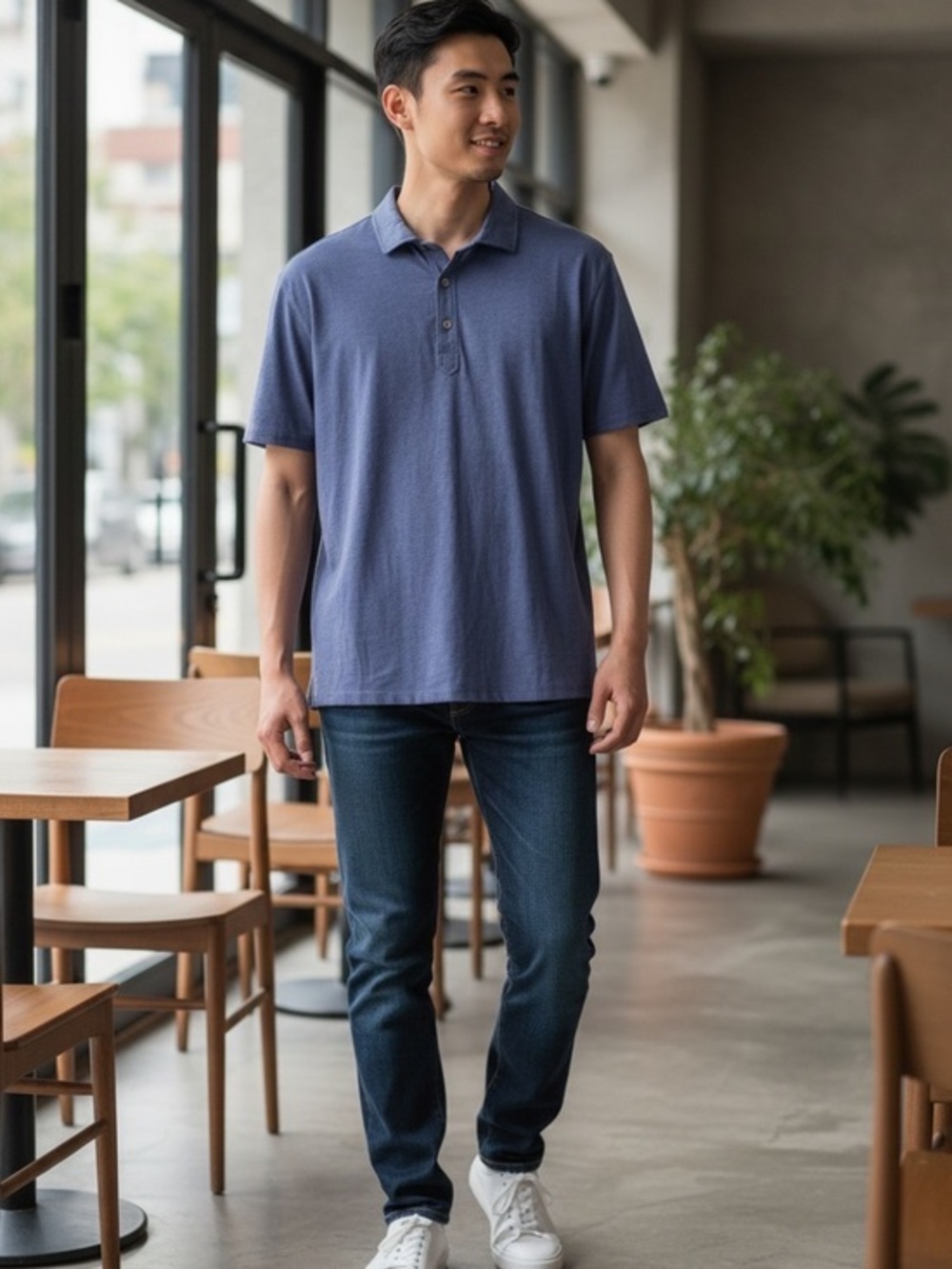 Tasc Everywear Polo Shirt XL – Purple Rain Heather – NWT Bamboo Blend